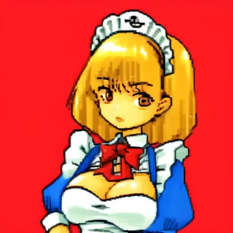 1girl  with maid cafe  <lora:90s_game_pixel _style:1.4>