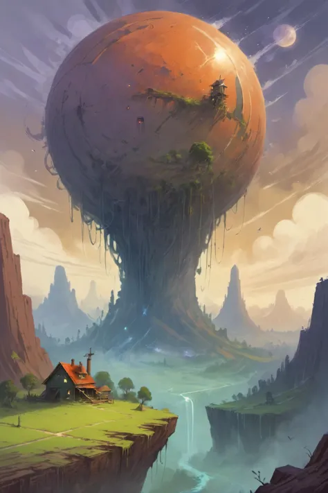 Terraforming Enigmatic artwork in jrst artstyle  