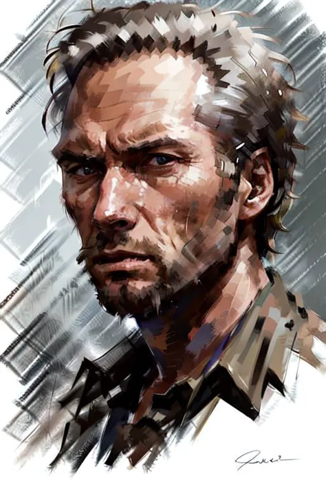 a close up portrait of
clint eastwood
dynamic angle, profile, 
concept art
 masterpiece, highly detailed, highres, HQ, 
<lyco:JamesDoane:.75>