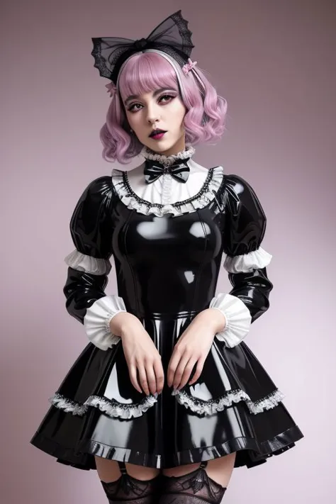 (glossy pastel goth lolitafashion:1.3), masterpiece, best quality, professional detailed (medium shot) photo of (beautiful adult...