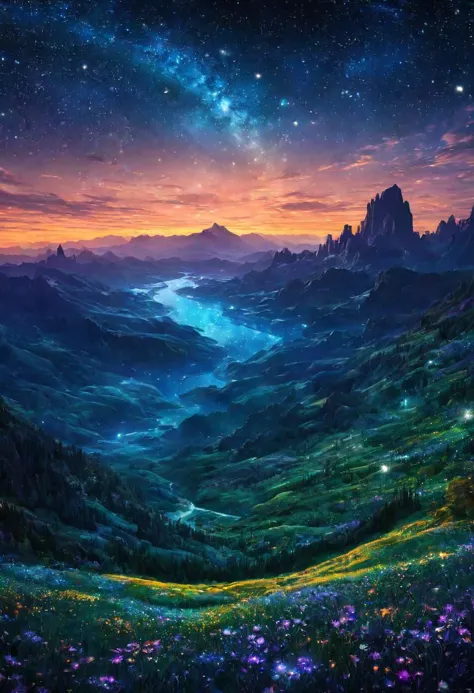 A dreamy night with stardust by Al Williamson,  (panoramic , artstyle-art deco but extremely beautiful:1.4), (intricate details, masterpiece, best quality:1.4)
Terragen, beautiful massive landscape, epic scenery, Terragen, , looking at viewer
<lora:add-detail-xl:1> <lora:xl_more_art-full_v1:0.5>  <lora:looking_at_viewer:2>