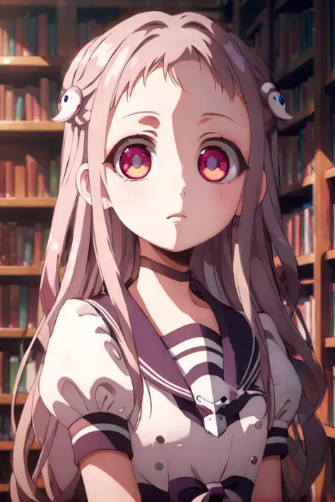 <lora:nene-000010:0.7>
1girl named yashiro_nene, standing alone in a library, she has multicolored eyes
she is wearing a school uniform with puffy sleeves and a sailor collar,
hair ornament, 
The soft lighting and detailed surroundings create an immersive environment where imagination runs wild hyper-detailed,
hyper-detailed face, high quality visuals, dim Lighting, sharply focused, octane render, 8k UHD