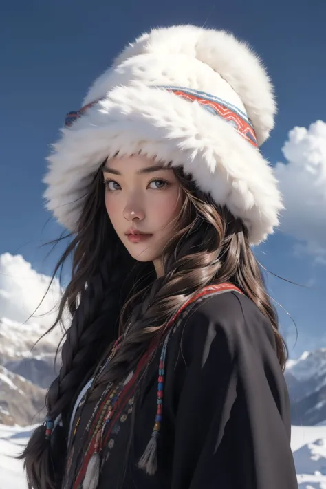 тибетский,меховая шапка,, (шедевр, Лучшее качество, высокое качество, Высокое разрешение, ультрадетализированный),