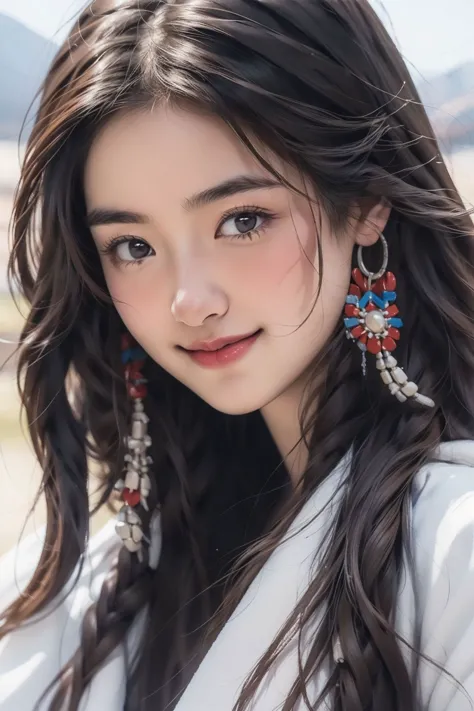 <lora:Tibetan_v1:0.8>,Tibetan,upper body,light smile,shy,, (masterpiece, best quality, high quality, highres, ultra-detailed),