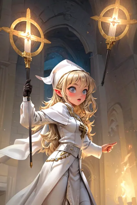 <lora:Adventurers_v20:0.8> Cleric, magic spell, fighting stance, white robes, (masterpiece, best quality)