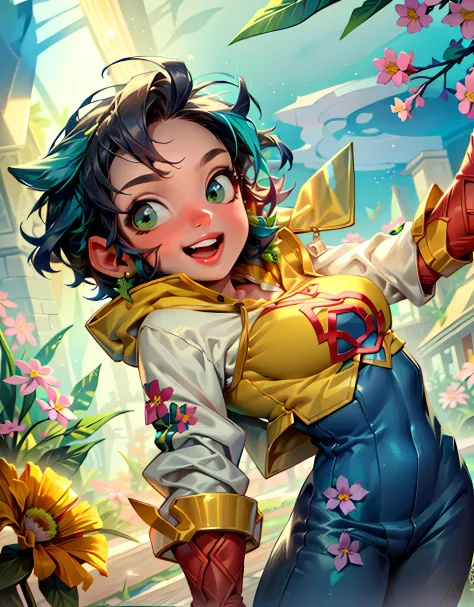 (cute girl holding a bunch de flowers in a flower garden), (sudadera, pelo azul, ojos verdes, ropa linda), sonrisa, :d,(fantasía, nostalgia, Vistoso, flores y hojas alrededor, magia:1.2), desde abajo, mirando al espectador,
(detallado landscape:1.2), (fondo:1), (dinámica_Ángulo:1.2), (dinámica_pose:1.2), (rule de third_composición:1.3), (dinámica_Perspectiva:1.2), (dinámica_Línea_de_acción:1.2), solo, plano general,
(obra maestra:1.2), (mejor calidad, de la máxima calidad), (ultra detallado), (8K, 4k, Intrincado),(foto de cuerpo completo:1), (tiro de vaquero:1.2), (50mm), (highly detallado:1.2),(detallado face:1.2), detallado_eyes,(gradientes),(luz ambiental:1.3),(cinematic composición:1.3),(HdR:1),iluminación de acento,extremely detallado,original, alta resolución,(perfecto_anatomía:1.2),