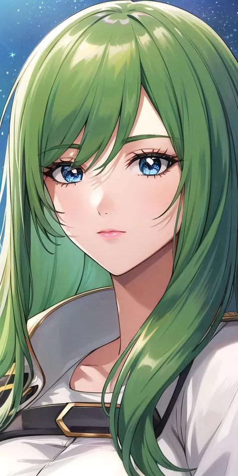 <lora:EmiliaJeniusV2:0.7> emiliajenius, huge_breasts, huge_breasts, standing, solo, , starry_sky, green_hair,, masterpiece, best_quality, detailed_face, detailed_eyes, highres, beautiful, detailed,