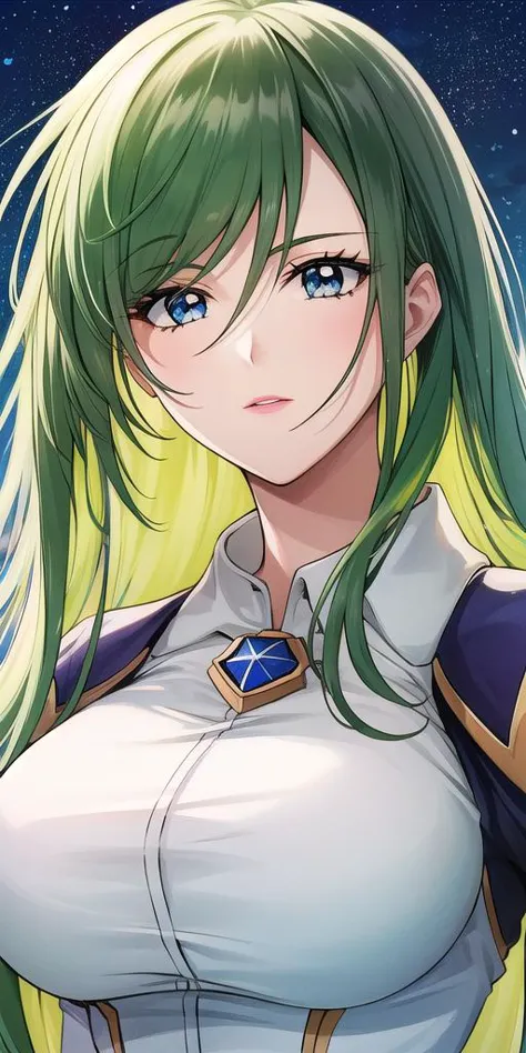 <lora:EmiliaJeniusV2:0.7> emiliajenius, huge_breasts, huge_breasts, standing, solo, , starry_sky, green_hair,, masterpiece, best_quality, detailed_face, detailed_eyes, highres, beautiful, detailed,