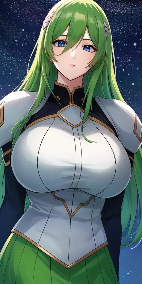 <lora:EmiliaJeniusV2:0.7> emiliajenius, huge_breasts, huge_breasts, standing, solo, skirt_suit, starry_sky, green_hair,, masterpiece, best_quality, detailed_face, detailed_eyes, highres, beautiful, detailed,