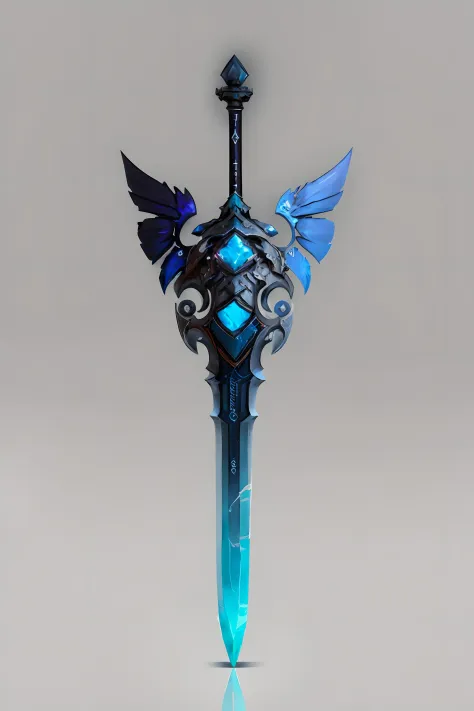 (masterpiece, top quality, best quality, official art, beautiful and aesthetic:1.2),(8k, best quality, masterpiece:1.2),CGgameweaponicon hsw, weapon, sword, black background, simple background, no humans, wings, crystal, gem, greatsword, still life,  <lora...