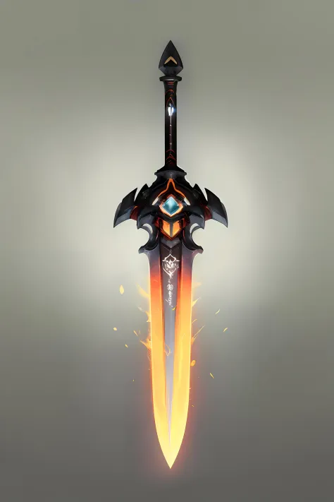 (masterpiece, top quality, best quality, official art, beautiful and aesthetic:1.2),(8k, best quality, masterpiece:1.2),CGgameweaponicon hsw, weapon, sword, no humans, black background, simple background, still life, glowing, glowing weapon, glowing sword<...