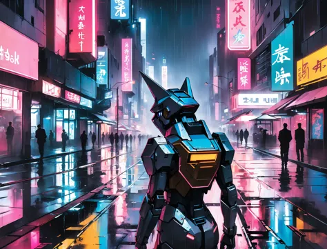 a close up of a robot standing on a city street