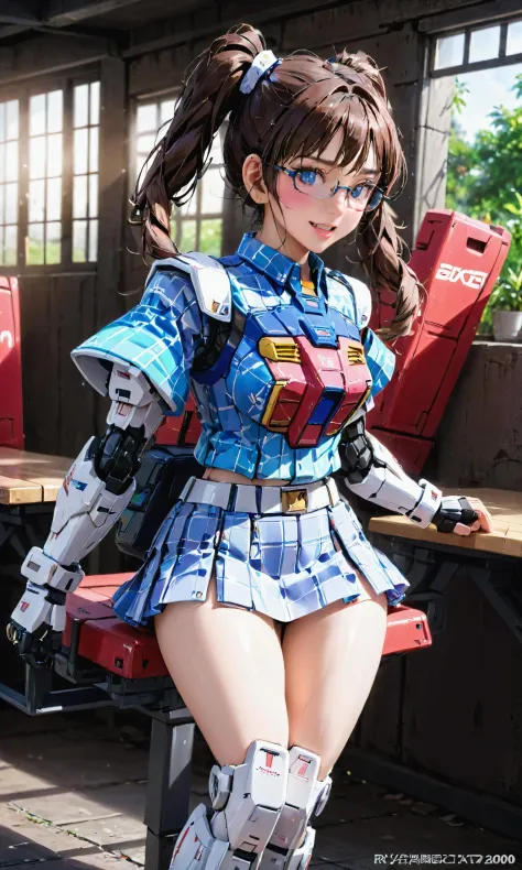 masterpiece, ({1girl is in mache armor with jumping pose, full body, long hair, short skirt}:1.3), realistic:2, intricate detail, highly detailed, great textures, 8k, 100000000 detail, gundam\\(rx78\\), armor, full body, (RAW photo, best quality, masterpiece:1.2), ultra high res, (photorealistic:1.4),<lora:RX78_SDXL_v3_loha:0.7>,,detailed_background,indoors,black_hair,playing_games,hair_ornament,nenoyonen,vest,table,otaku,puffy_short_sleeves,camouflage_shirt,hairclip,brown_hair,bad_twitter_id,puffy_sleeves,1girl,twintails,yu-gi-oh!,blue-eyes_white_dragon,3boys,chair,glasses,multiple_boys,short_sleeves,plaid,chromatic_aberration,smile,plaid_shirt,blouse,pink_shirt,bad_id,grin,camouflage,open_mouth,shirt,trading_card, (RAW photo, best quality, masterpiece:1.2), ultra high res, (photorealistic:1.4),