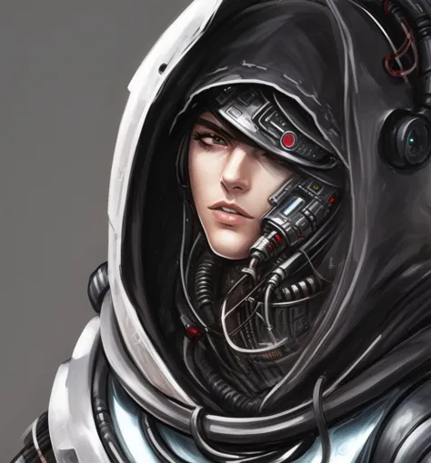 cybernetic hed in a hood <hypernet:mechanicus1:1>