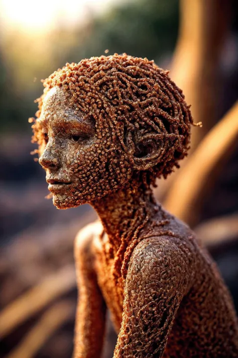 a close up of a statue of a woman with a lot of hair