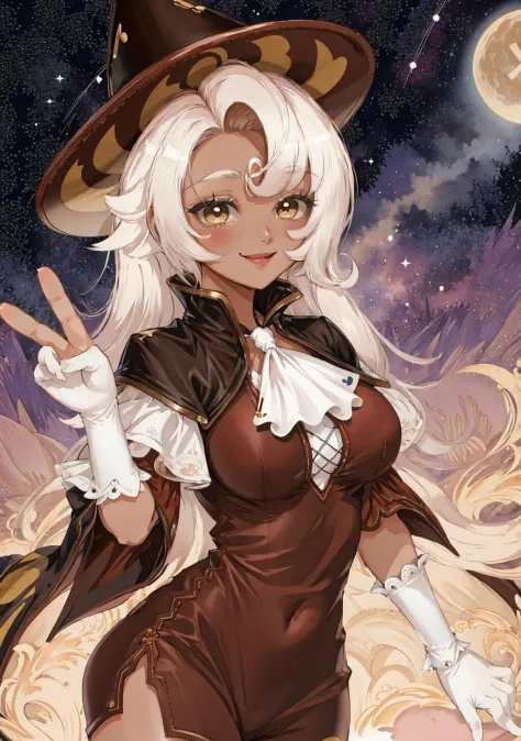 (masterpiece, best quality, highres, ultra detailed:1.2), (solo, 1girl, cowboy shot), (double peace sign, peace sign:1.6), latte...