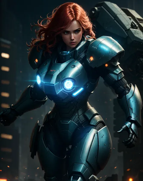 close up shot of 1 Parrley_armor, a woman in a suit of armor ,wearing Parrley_armor, big bulky futuristic armor, serious looking...