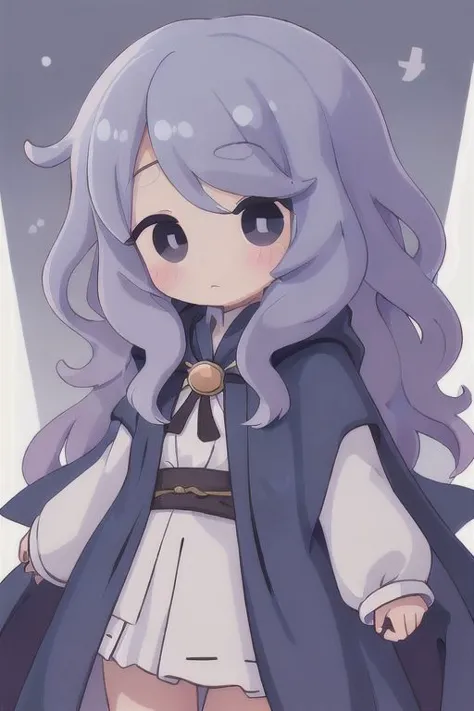 1girl, solo, wavy hair, adorable eyes, looking at viewer, small cloak