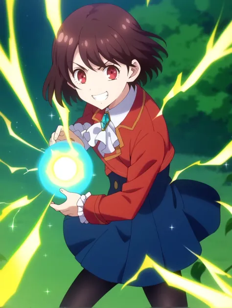 a girl in a red shirt holding a glowing ball