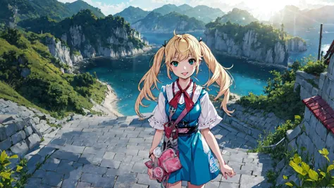 (4k wallpaper, absurdres, fantastic scenery, detailed background:0.7), (<lora:matsushimaMichiruFruit_v10:0.8:TT>matsushima michiru, twintails, blonde hair, :p, animal ears, medieval village, standing[::7], lens flare, <lora:seasonsLora72MB_v1Epoch4:0.8>summer, best quality, masterpiece, excellent lighting, sidelighting, beautiful:0.9):0.79 AND [abstract:absurdres, fantastic scenery, detailed background, 1girl:0.3]:0.7