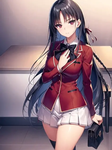 <lora:horikita:0.7>
a woman in red school uniform,black hair, red eyes, classroom
masterpeace, best quality, (extremely detailed...