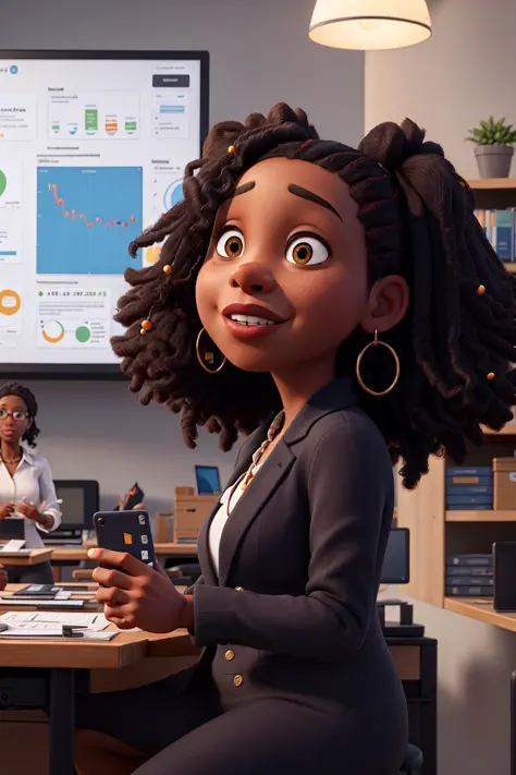 masterpiece, best quality ,Diverse Office Conference Room Meeting: Successful Black Female Executive Director Presents e-Commerce Fintech Growth Statistics to a Group of Investors. Whiteboard with Big Data Analysis