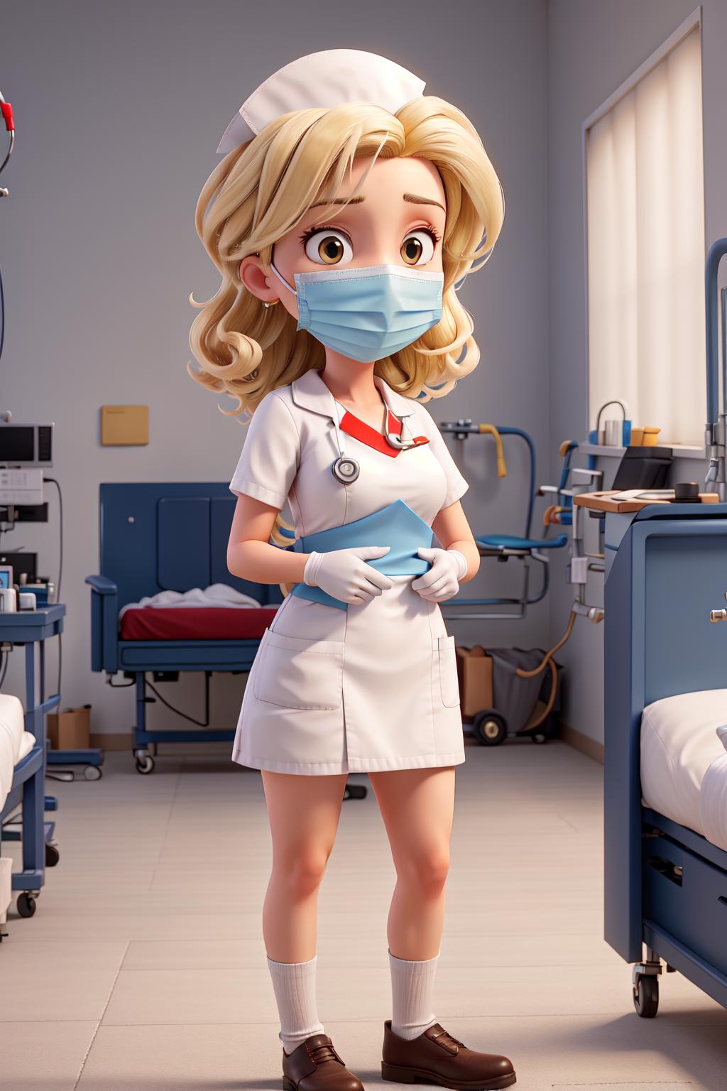 A close up of a cartoon nurse in a hospital room - SeaArt AI