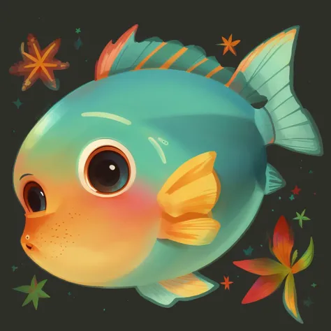 a cute fish<lora:Katy_v1:0.8> artkatyaihstyle