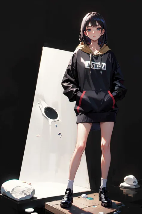 <lora:edgFantasyHoodies:0.8> edgFD,(pebble leather theme design hoodie,pebble leather hoodie,:1.6) ,  fantasy_dress, edgFD_hoodie, 
1girl,hands in pockets