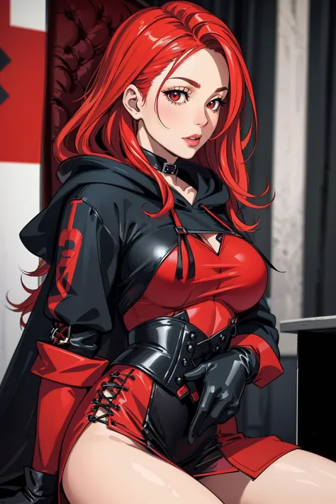 ((Masterpiece, best quality,edgQuality))
RHG, a woman in a red and black caped hoodie,wearing RHG_hoodie,gloves,
 <lora:edgLittl...