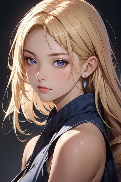 1girl, upper body, (masterpiece, best quality), RAW photo, 16k wallpaper, extremely detailed CG, amazing, ultra detailed, hyperrealistic, official art, High quality texture, incredibly absurdres, highres, 18 years old, cute girl, blonde hair, beautiful face, detailed dark indigo eyes