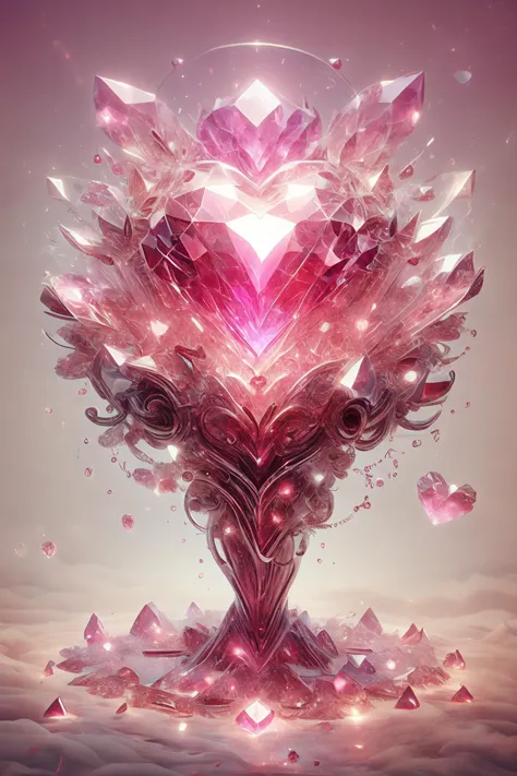 (A blooming crystal rose:1.1),sharp focus,the petals show different shades of red and pink,the center is embellished with gold texture,sparkling,elegant and unique,gently swaying,mysterious and charming,realistic and abstract art,details,very realistic,bea...