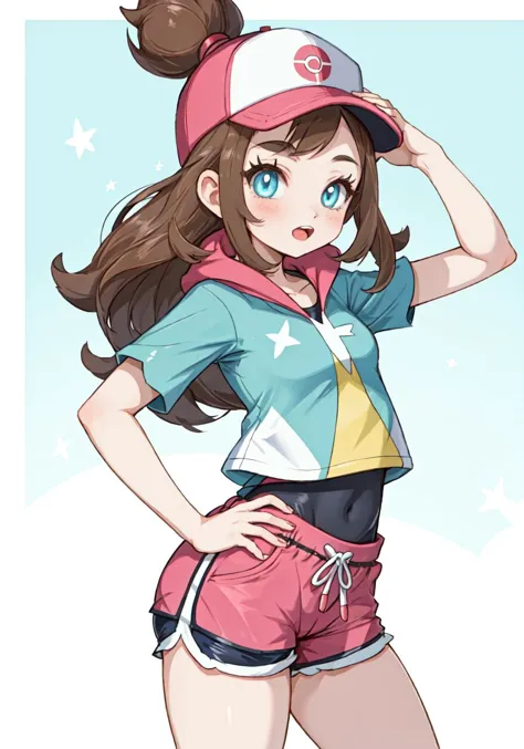 1girl, pokemon trainer, Lycra, shorts
