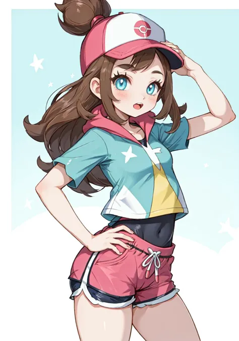 1fille, entraîneur de Pokémon, lycra, shorts