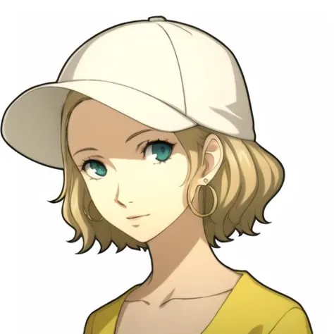 anime girl with a cap and yellow shirt