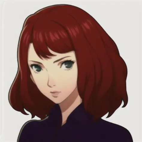 a close up of a cartoon of a woman with red hair