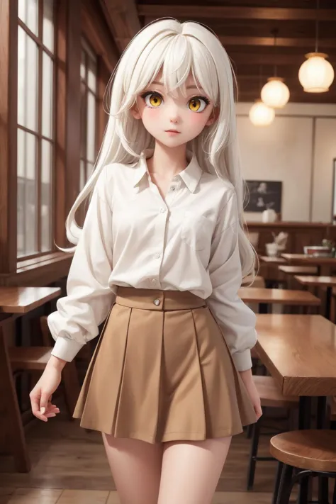 (masterpiece:1.2),best quality,extremely detailed,
BREAK
cute girl,(petite:1.3),solo,shiny skin,small breasts,very long hair,
detailed eyes,perfect anatomy,
cute eyes,(yellow eyes:1.3),(white hair:1.4),
BREAK
white shirt,brown skirt,
BREAK
cafe,shop,flower,
BREAK
character focus,looking at viewer,
BREAK
