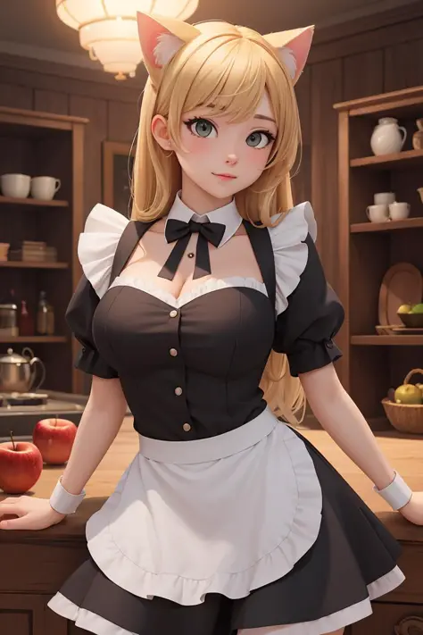 (masterpiece), best quality, high resolution, highly detailed, detailed background, perfect lighting, 1girl, maid, blonde hair, ...