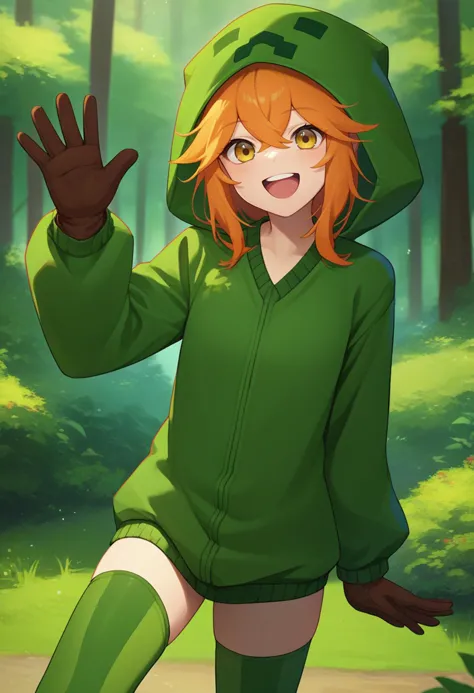 score_9, score_8_up, score_7_up, source_anime, solo, 1girl, mtcupa, happy, looking at viewer, upper teeth, waving, orange hair, ...