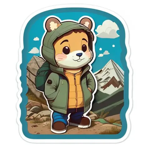 <lora:stickers:1> cute cartoon sticker of a mountain