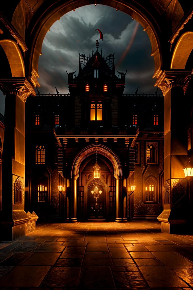 Wide angle photorealistic highly detailed 8k raw photo, (Dimly lit, opulent castle perched:1.3), Cinematic shadows, Ancient halls, (Count Dracula emerges:1.2), Aristocratic charm, Malevolence, (Vampiric hunger:1.3), Gothic opulence, Timeless evil, Ethereal moonlight, Crimson eyes, (Insanely detailed:1.3) 