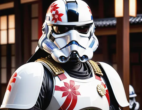 a close up of a star wars trooper in a helmet