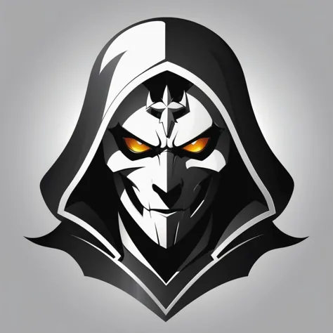 monochromatic, vector, logo of a phantom in e-sports style, only silhouete, bright eyes