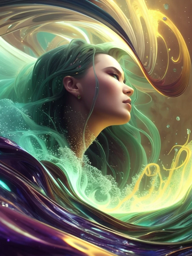 modelshoot style, (extremely detailed CG unity 8k wallpaper), Chaotic storm of liquid smoke in the head, stylized beauty full - length abstract portrait, by petros afshar, ross tran, tom whalen, peter mohrbacher, artgerm, shattered glass, bubbly underwater scenery, radiant light