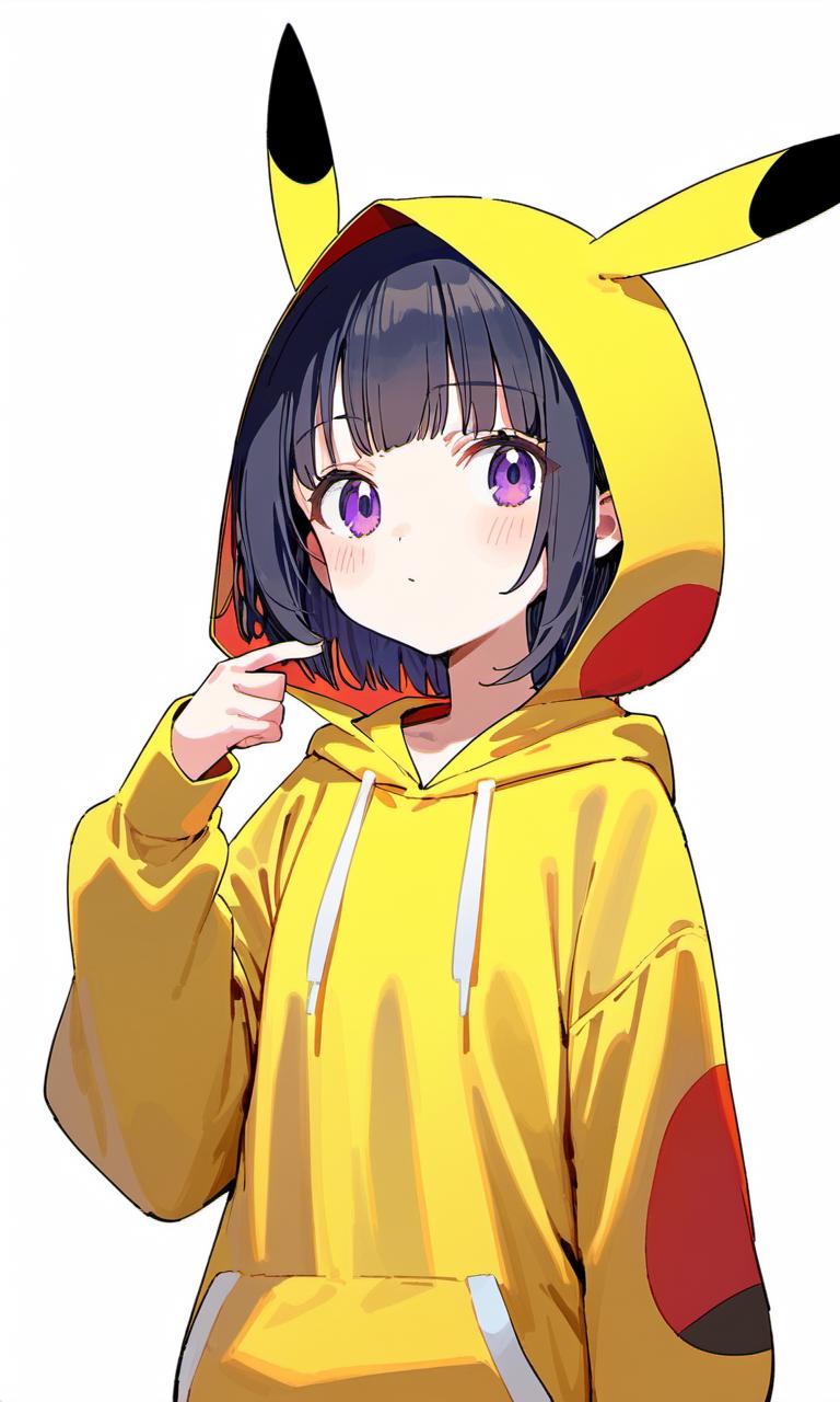 Anime girl in a pikachu hoodie SeaArt AI