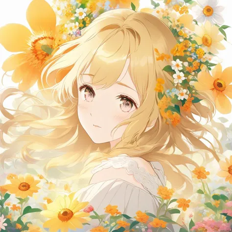 anime girl with flowers in her hair