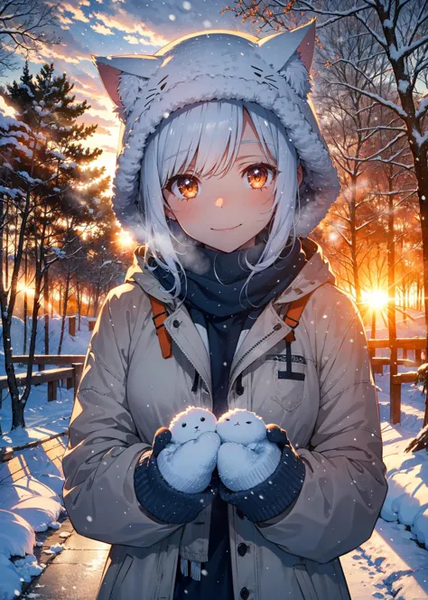 (best quality:1.05), 1girl, winter clothes, detailed clothes, high quality winter clothes, intricate detail, mittens, smiling, c...