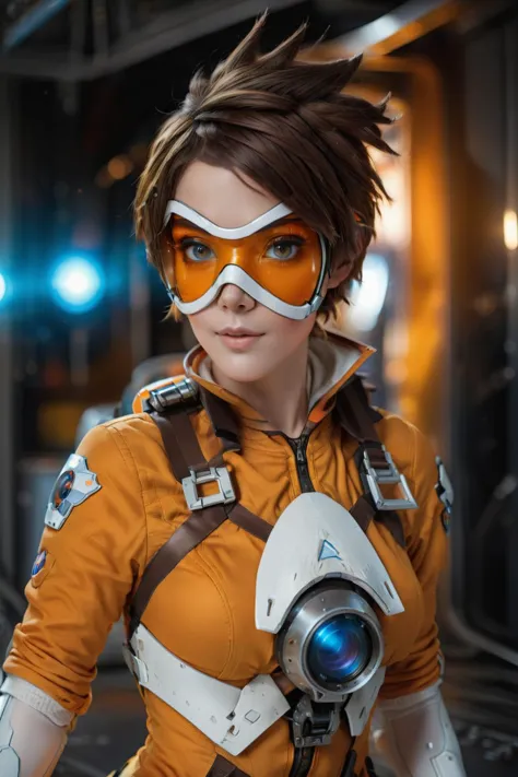 cinematic photo of <lora:Tracer1024:0.8>Tracer1024 with an orange glassmask posing on a space station, (8k uhd, masterpiece, best quality, high quality, absurdres, ultra-detailed), 1girl, ((detailed hands)), easynegative, FastNegativeV2, ca21mv6-235, realistic eyes, ObsidianGold, perfecteyes, beautiful eyes, full body view