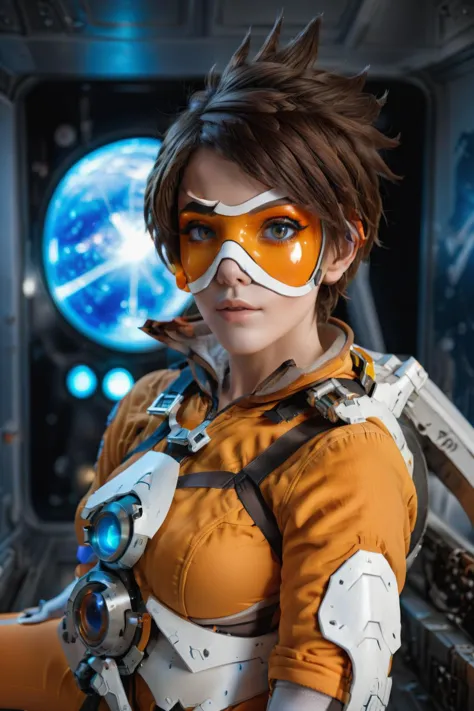 cinematic photo of <lora:Tracer1024:0.8>Tracer1024 with an orange glassmask posing on a space station, (8k uhd, masterpiece, best quality, high quality, absurdres, ultra-detailed), 1girl, ((detailed hands)), easynegative, FastNegativeV2, ca21mv6-235, realistic eyes, ObsidianGold, perfecteyes, beautiful eyes, full body view