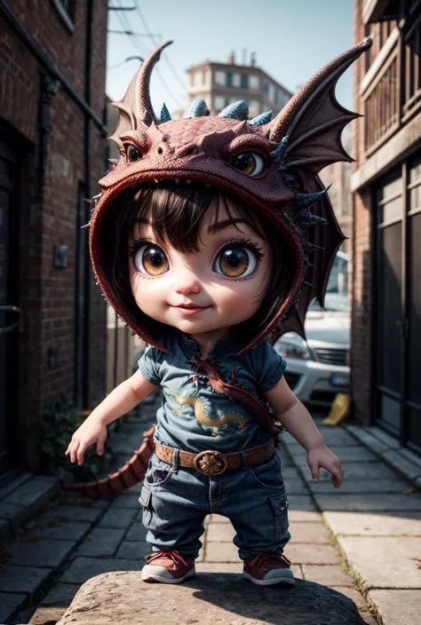 a great photo of 3D cartoon cute baby character, tiny chibi (dragon:1.3)_ <lora:add_detail:1>,  realistic, dynamic, action <lora:Background_Detail_v3:0.15>